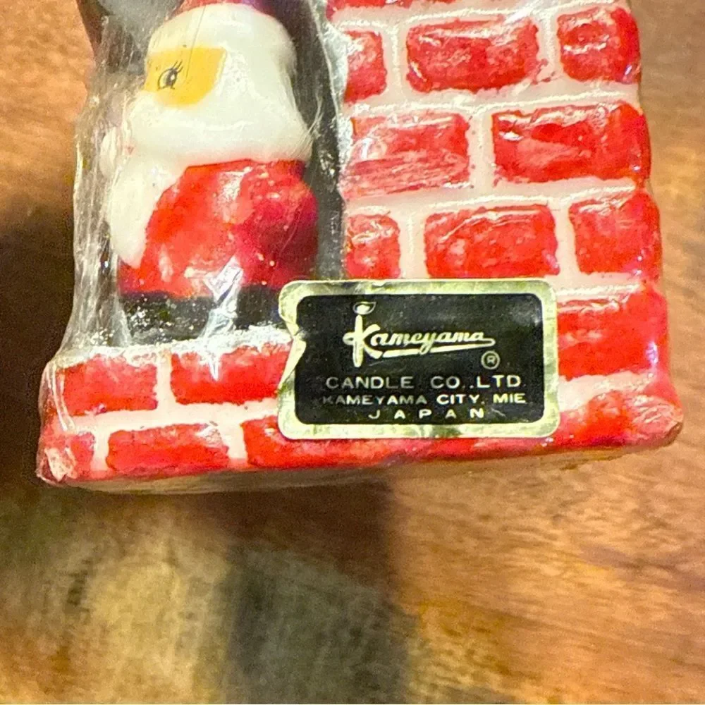 Vtg Kameyama Santa Claus Christmas Candle Chimney Snow Japan Holiday Decor